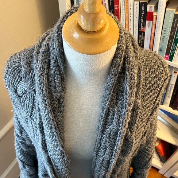 ROBI-AGNES alpaca oversized batwing cardigan leather trim - Picture 9 of 14